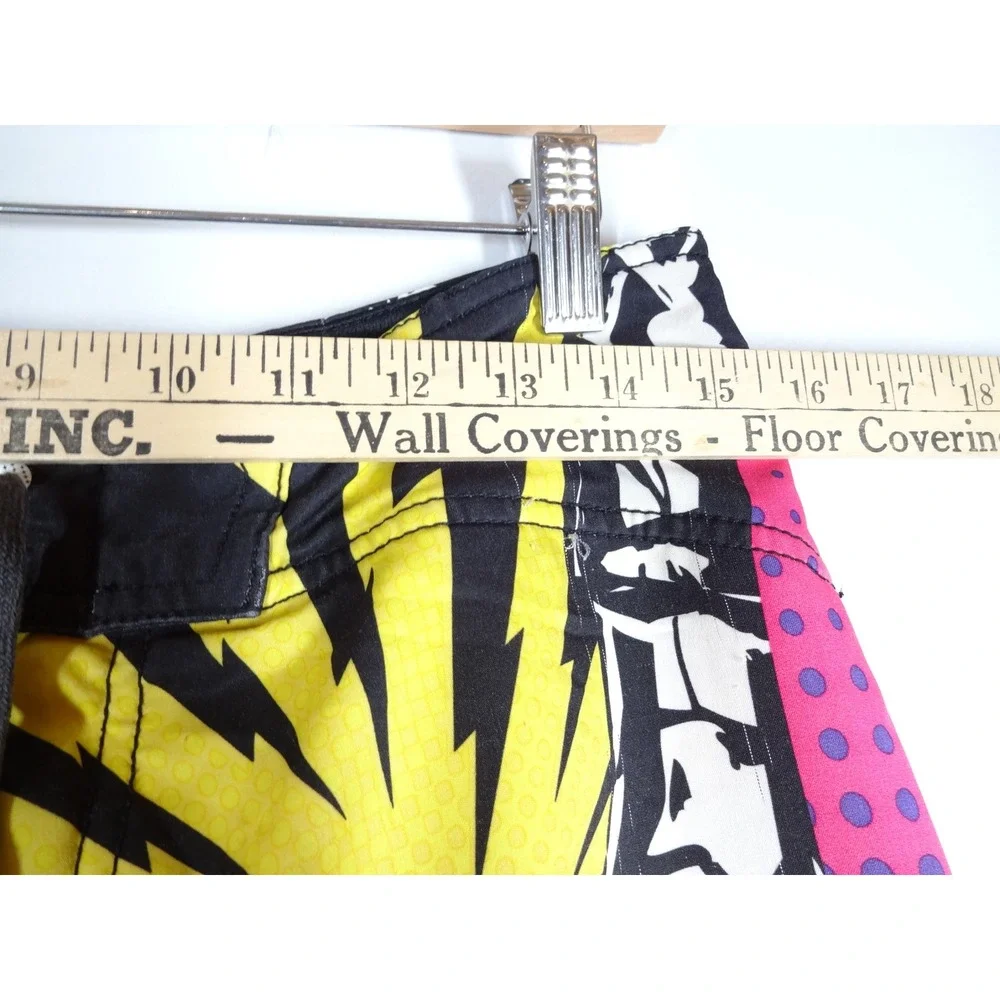 Fox Racing Board Shorts Mens 32 Yellow Graphic Lightning Bolt Surf Skate